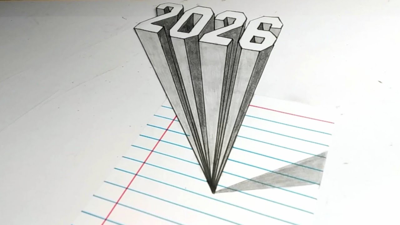 🔥How To Draw A 3D 2026 Awesome Trick Art | Pencil Drawing 😱 - YouTube