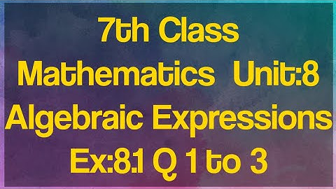 7th Class Maths | Exercise: 8.1 | Algebraic Expression| Step By Step Solution | US TECH