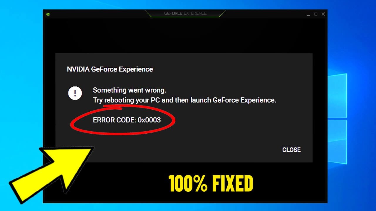 Geforce experience error code