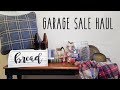 GARAGE SALE HAUL • breadbox,  wooden ornaments & amber glass