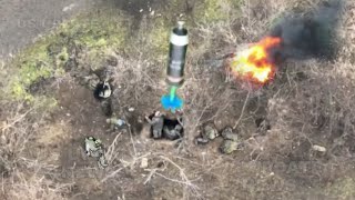 Ukrainian Drone Drops grenade Into Russian Soldiers Trenches at positions near Bakhmut