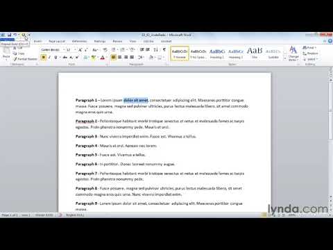 Word Tutorial - Undo and redo actions