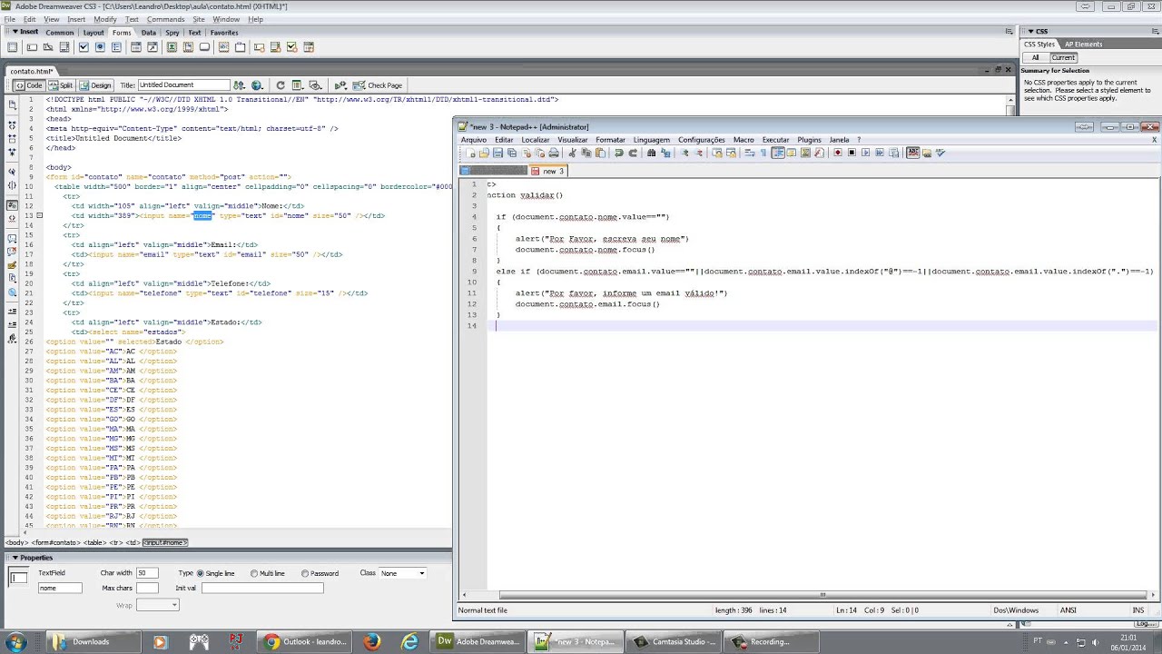 Valida o de campos em html utilizando script em javascript youtube