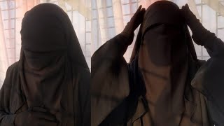 Pinless full coverage, eye coverage niqab \u0026 hijab tutorial 🖤#niqabvogue #fullcoverageniqb #eye