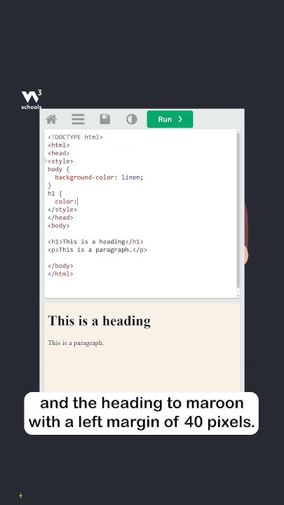 How to add CSS - Part 2 - Internal CSS - #w3schools #css # ...