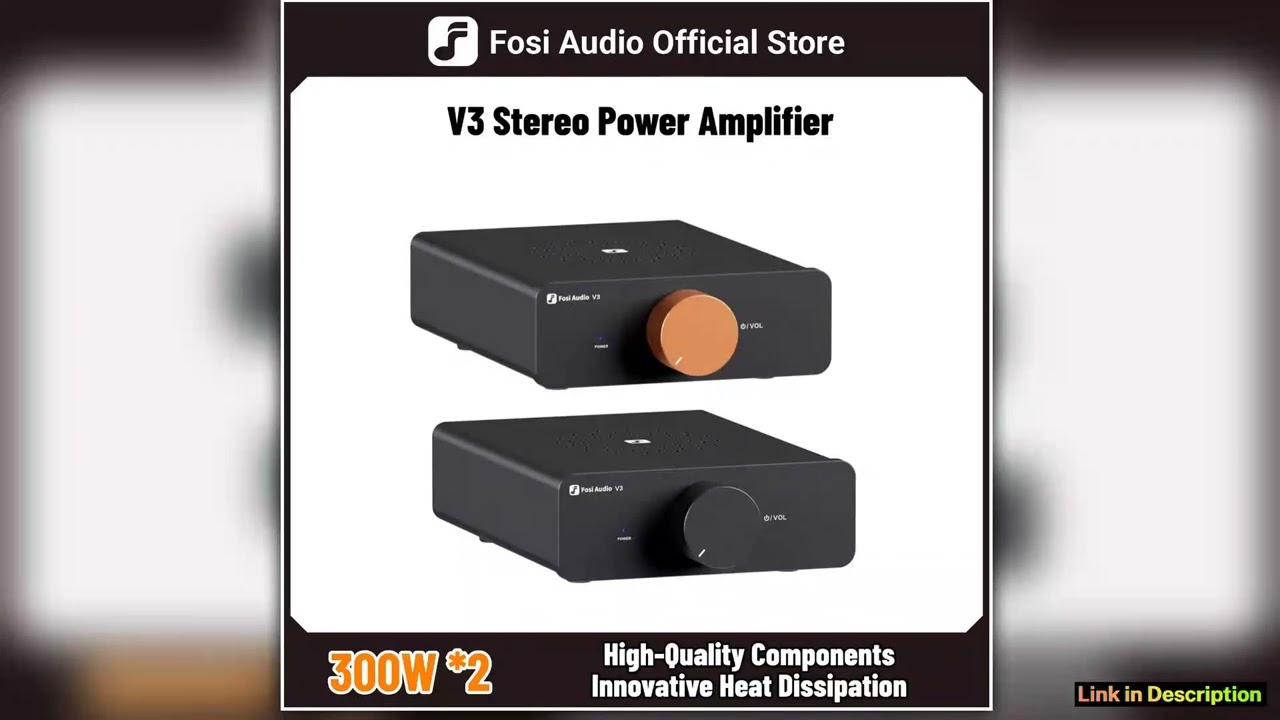 Fosi Audio V3 Stereo Power Amplifier 300W 2 TPA3255 Class D Mini Amp 2 Channel Audio Amplifier for