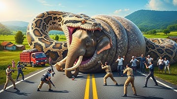 Rescue Team vs Giant Python Saving the Elephant in an Epic Jungle Battle