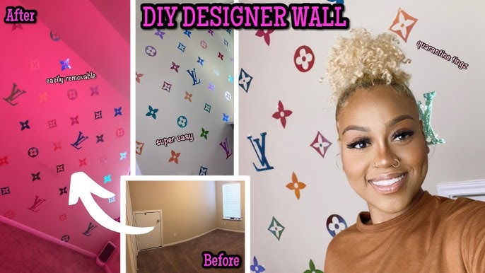 DIY HOLOGRAPHIC LOUIS VUITTON WALL (EVERYTHING BY HAND)* CUTE HOME DECOR *  