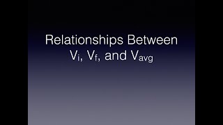 Relationships Between Vavg, Vi, and Vf