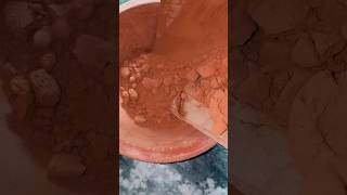 RED clay pot crushing with powder #viral #odlysatisfying #asmr #clay #reels #shorts#satisfying#yt