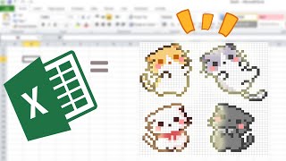 [PixelArt] Learn How To Draw Cute Cats In Excel Step By Step! ~ Part 1/2 screenshot 3