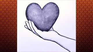 Cómo dibujar una mano con un corazón / Dibujo muy sencillo de dibujar para principiantes