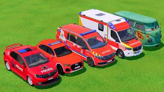 Transporting Marvel Police Car, Ambulance, Fire Truck , Colorful Cars - Farming Simulator 22 # 2