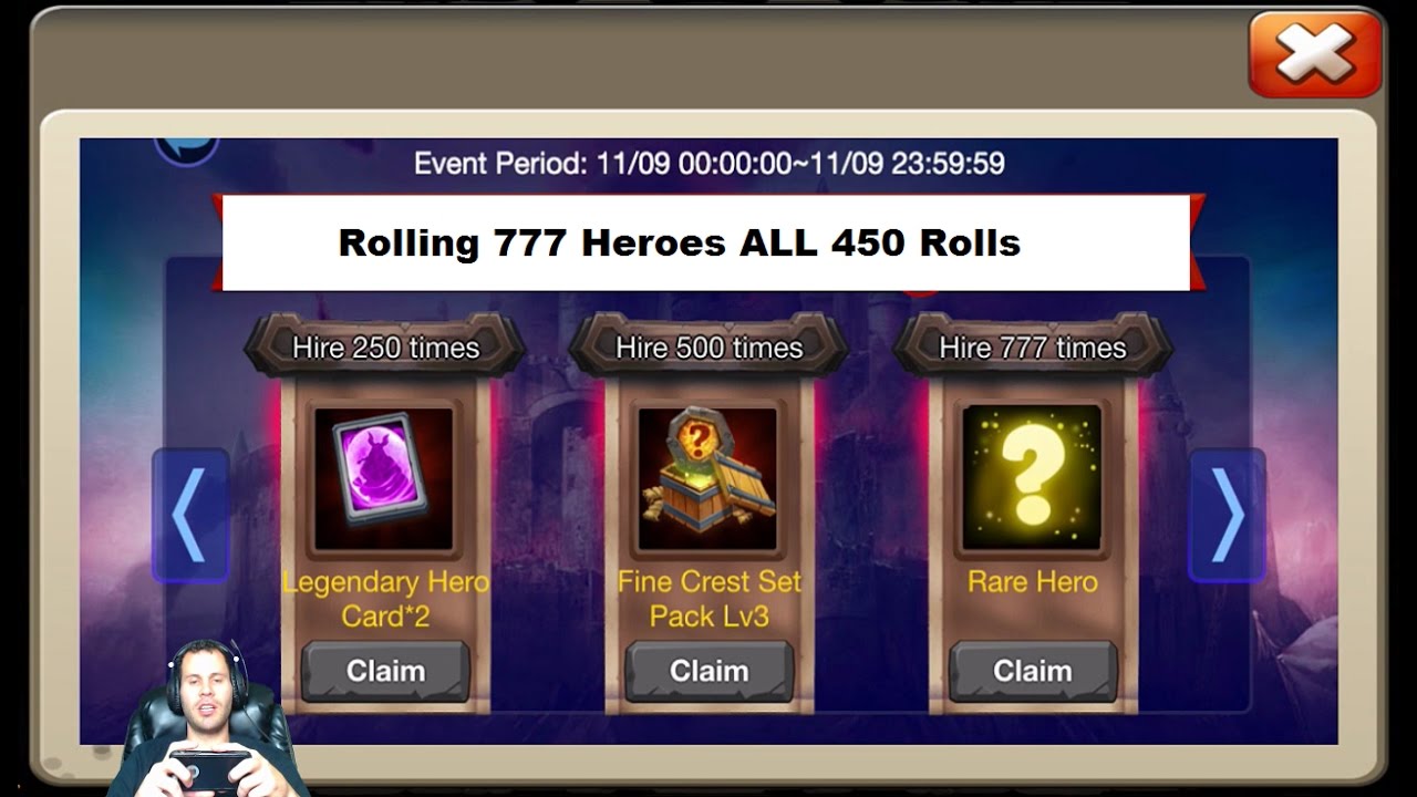 Hire 777 HEROES 115,000 Total Gems For THE GOODS One TIMEE! Castle