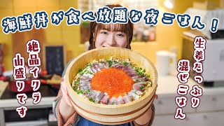 【プチッと弾けるイクラたっぷり】年に一度の贅沢海鮮丼で夜ごはん！