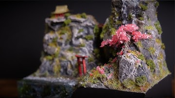 Realistic DIORAMA Japanese Torii Gate and Golden Shinto Shrine