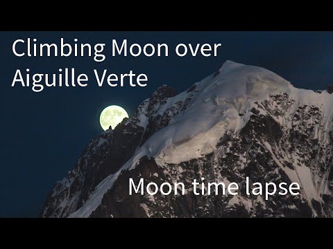 Moon time lapse - The Moon climbing the Aiguille Verte - Mont Blanc