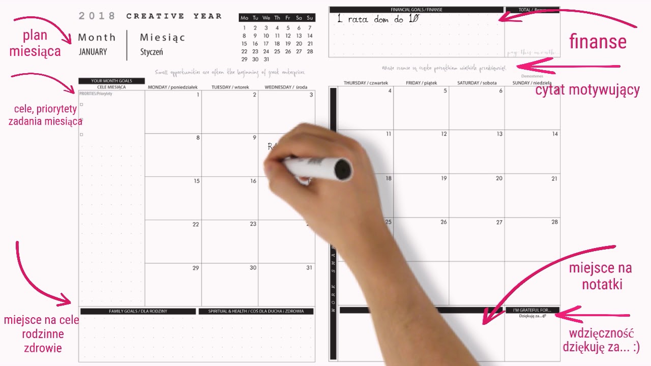 simple calendar 2018 co w rodku