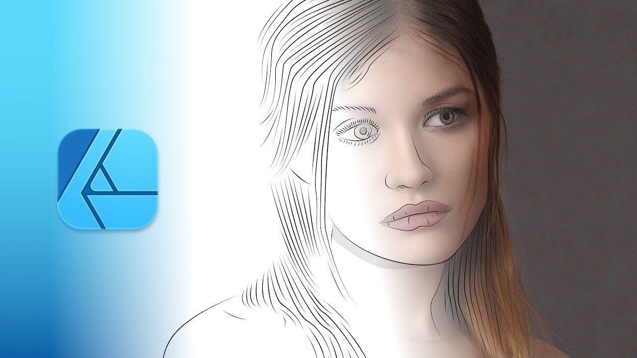 Portrait Line Art in Affinity Designer Vector Image Tracing Proces