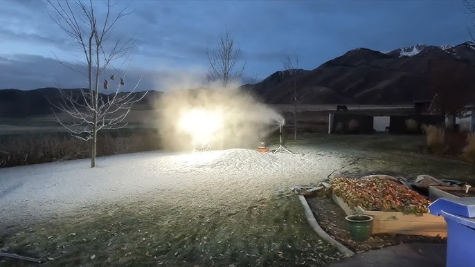Home Snowmaking Drone Shots and Time Lapse Video - Backyard Snowstorm Snow  Gun 