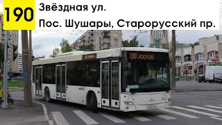 Автобус 190 &quot;Звёздная ул. - пос. Шушары, Старорусский пр.&quot;