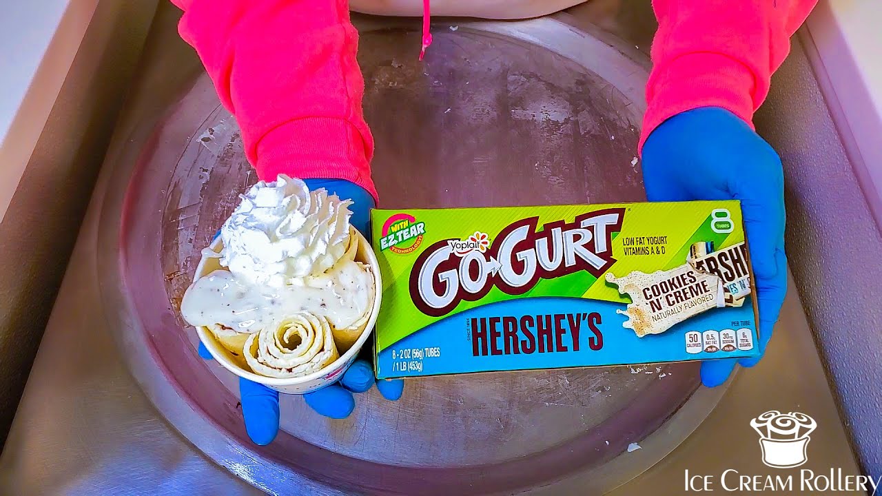 Ice Cream Rolls | Go Gurt Cookies & Cream | Satisfying Asmr Rolled Ice Cream - YouTube