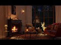Cozy Room Ambience with Gentle Night Rain and Crackling Fireplace Sounds | 8 Hours
