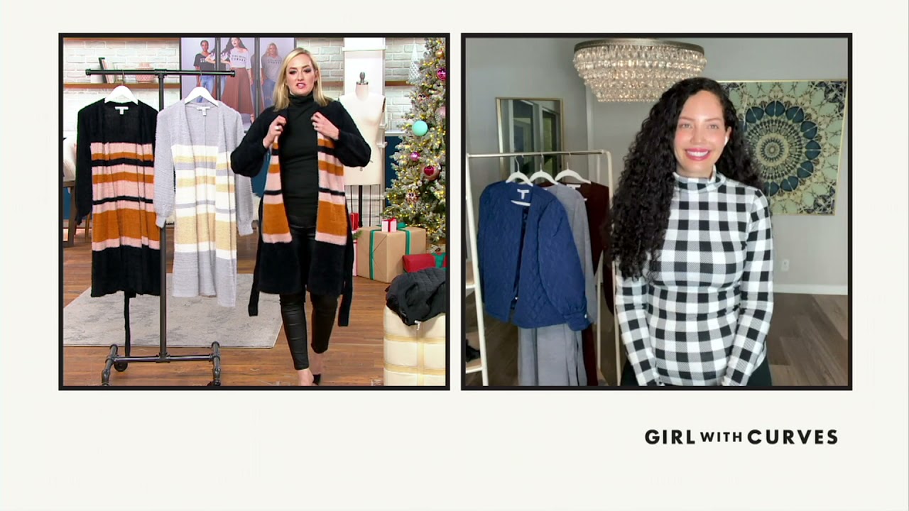 Girl With Curves Stripe Statement Cardigan on QVC