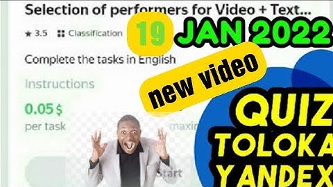Selection of performers for video + text classification tasks QUIZ answers on toloka yandex website
