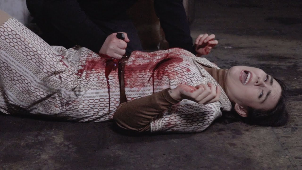 The Knifeman Cometh TRAILER - woman detective stabbed in belly The Knifeman Cometh TRAILER - woman detective stabbed in belly