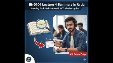 ENG101 Lecture 4 Summary in Urdu | Reading Topic Main Idea with MCQs in description | VU Exam Prep