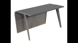 DK 2991 Modern Waterfall Desk in Custom Grey Hand Polished Finish