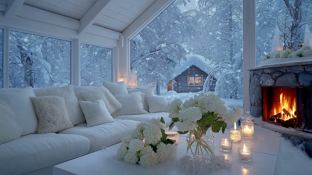 🎹 Cozy Winter Piano for Focus | Fireplace Room & Snow for 2 HOURS🎼 of Healing and Concentration🔥