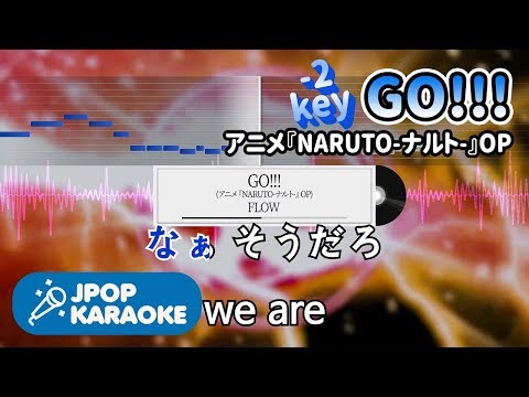 [歌詞・音程バーカラオケ/練習用] FLOW - GO!!!(アニメ『NARUTO-ナルト-』OP) 【原曲キー(-2)】 ♪ J-POP Karaoke