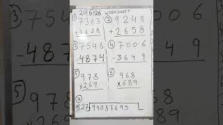 DAILY SUMS WORKSHEET 20-6-26 #WORKSHEET #MATHS #CBSE #NCERT #PRACTICE #cbse #maths #cbse#mathematics