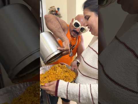 Sali ne laya desi chicken biryani…😍🍗 #chickenlegpiece #ulhaskamathe #foodchallenge #food #shorts