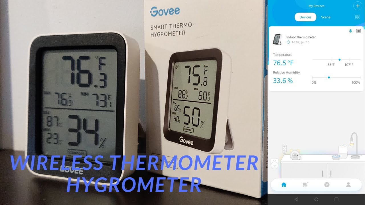 Govee WiFi Thermometer Hygrometer H5103. Bluetooth Temperature Humidity  Sensor with E-Ink Display 