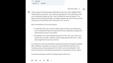 What is the default login for Kali Linux?