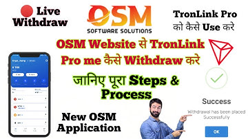 OSM International | TronLink Pro Use करके Tron Withdraw kaise करे ||Profile Update करे || Live  Demo