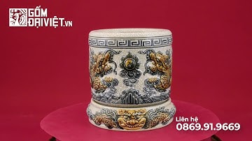 BÁT HƯƠNG GIA TIÊN ĐẮP RỒNG MEN RẠN BÁT TRÀNG - [GỐM ĐẠI VIỆT - BÁT TRÀNG]