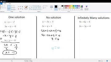 System of linear equations: one solution, no solution or infinitely many solutions.