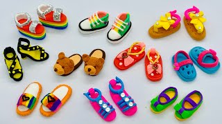 DIY How to Make Polymer Clay Miniature Doll Shoes|Miniature Footwear| Small doll shoes