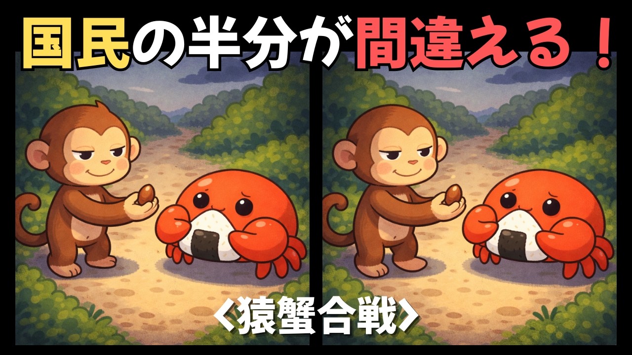 【間違い探し 脳トレ クイズ】国民の半分が間違える！｜猿蟹合戦｜ 心地よい音楽と一緒に記憶力アップに挑戦｜難易度：上｜#17