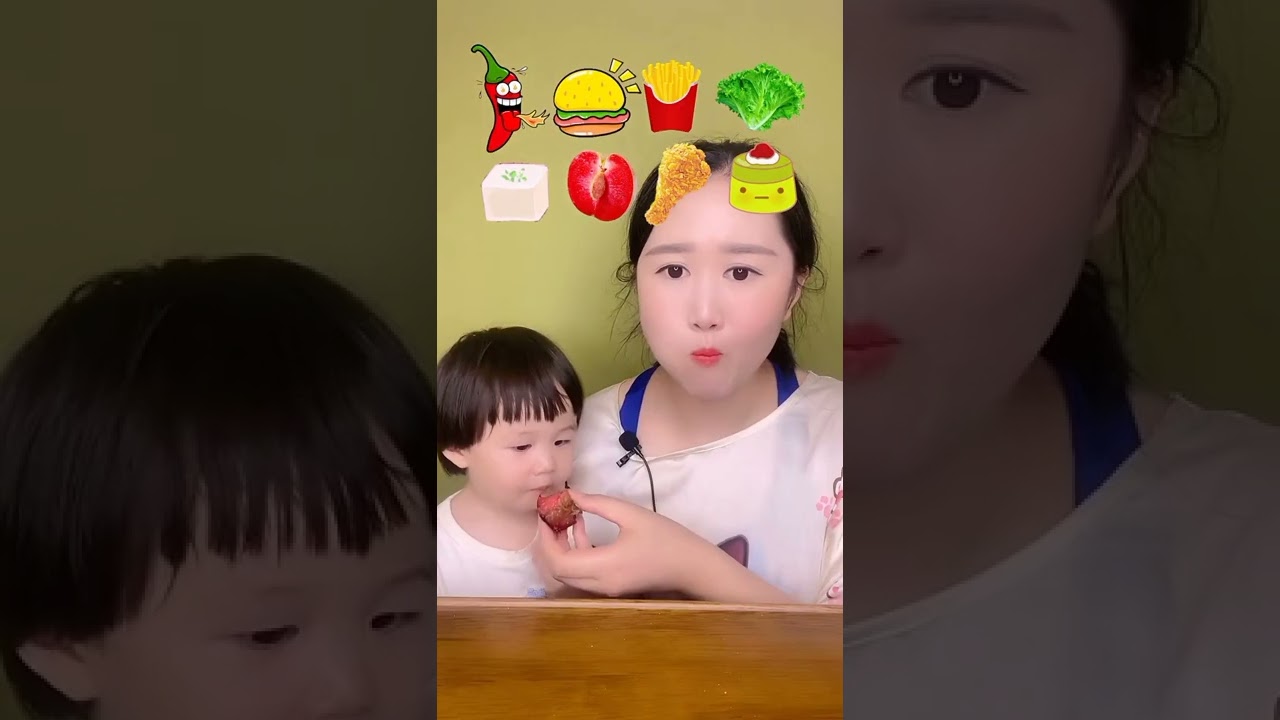 Cute Mother and Daughter Emoji Eating Challenge | 
