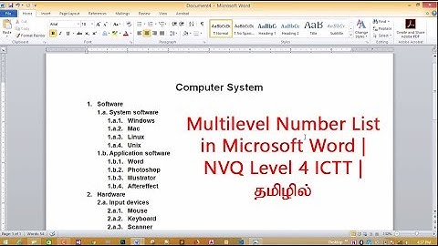 Microsoft Word Multilevel List தமிழில் | NVQ Level 4 ICTT