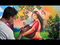 Beautiful Indian village girl drawing painting | drawing and painting