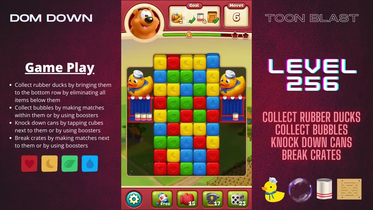 Toon Blast 🟥🟨🟦 / Level 256 / Dom Down