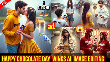 😱🤫👫How To Create Ai 3D Happy Chocolate Day couples name/  ai image edit. wings name photo editing