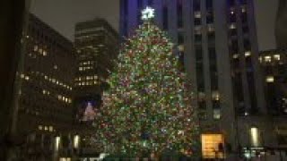 Sting and Michael Buble perform at annual ceremony to light the Rockefeller Christmas Tree; visitors