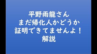 平野雨龍さんまだ帰化人かどうか証明できてませんよ！解説